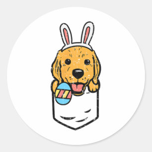 Pocket Golden Retriever Bunny Cute Easter Dog Men Classic Round Sticker