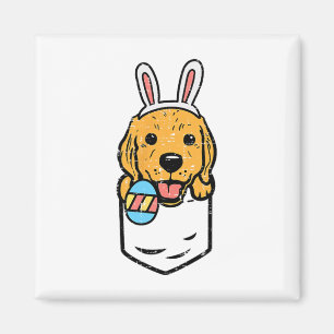 Pocket Golden Retriever Bunny Cute Easter Dog Men Magnet