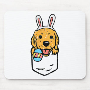 Pocket Golden Retriever Bunny Cute Easter Dog Men Mouse Pad