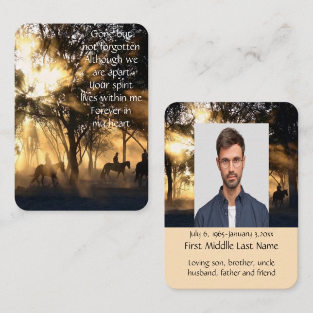 Pocket Keepsake Memorial Morning Sunshine Horses  Business Card (Front/Back)