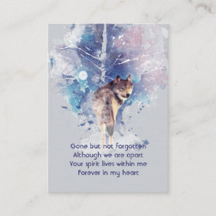 Pocket Keepsake Memorial Remembrance Wolf Business Card