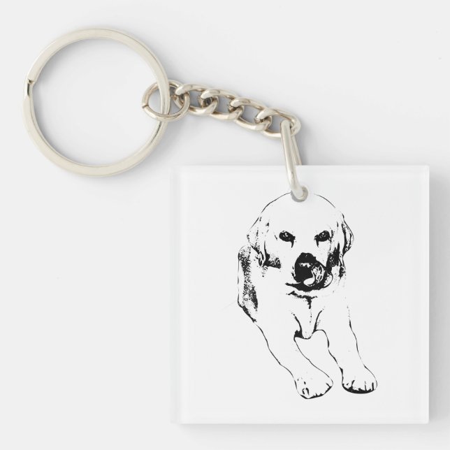 Pocket Lab with playful lick Key Ring (Front)