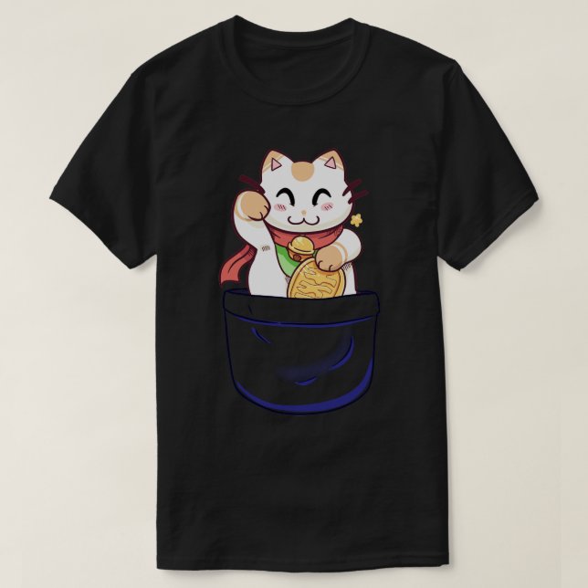 Pocket Lucky Cat  T-Shirt (Design Front)