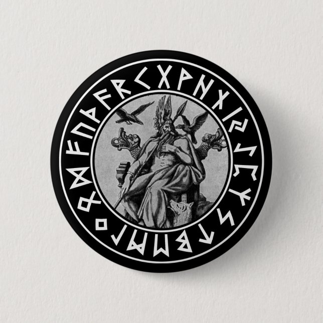 pocket Odin Shield on Blk 6 Cm Round Badge (Front)