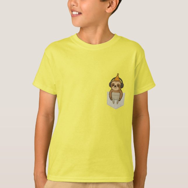 Pocket Party Sloth T-Shirt (Front)