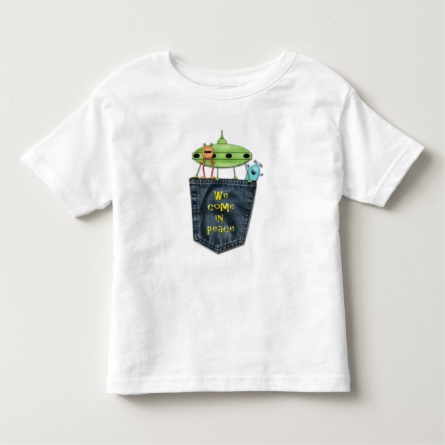 Pocket Peek-a-Boo - We Come In Peace Aliens Toddler T-Shirt (Front)