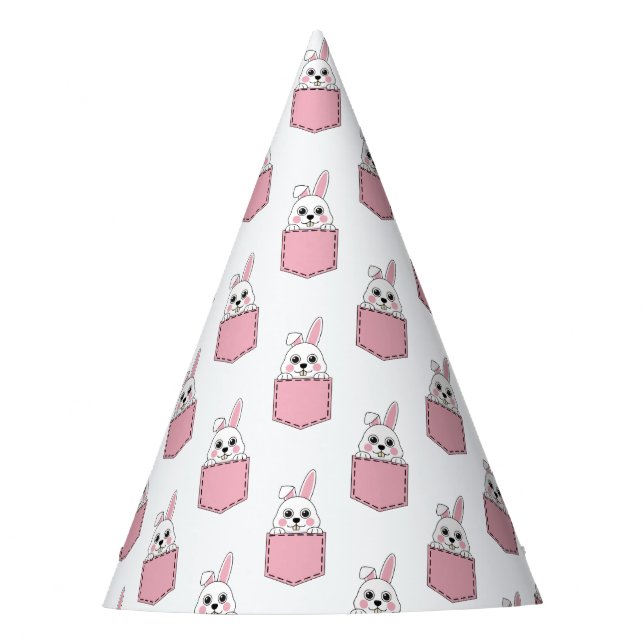 Pocket Pet Bunny Pattern Party Hat (Front)