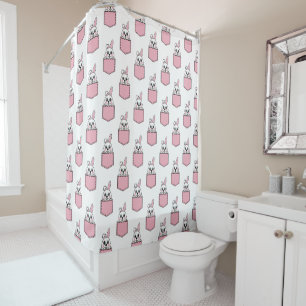 Pocket Pet Bunny Pattern Shower Curtain