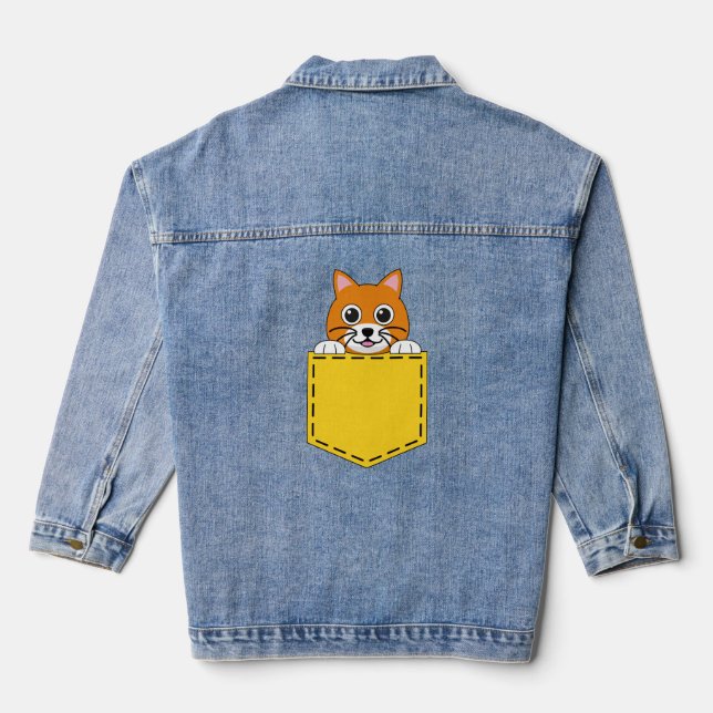 Pocket Pet Cat Denim Jacket (Back)
