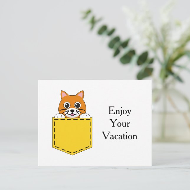 Pocket Pet Cat Personalise Holiday Postcard (Standing Front)