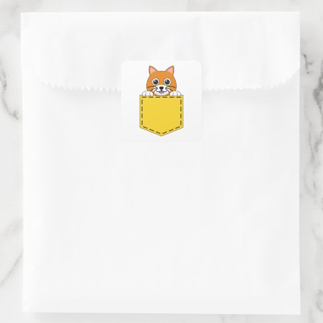 Pocket Pet Cat Square Sticker (Bag)