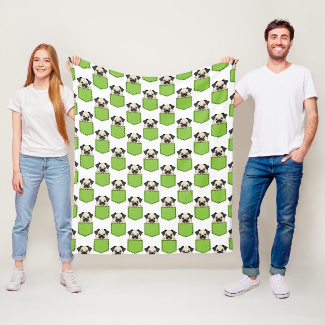 Pocket Pet Dog Pattern Fleece Blanket (In Situ)