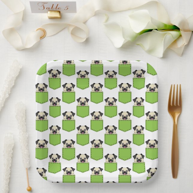 Pocket Pet Dog Pattern Paper Plate (Wedding)