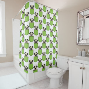 Pocket Pet Dog Pattern Shower Curtain