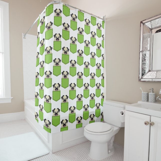 Pocket Pet Dog Pattern Shower Curtain (In Situ)