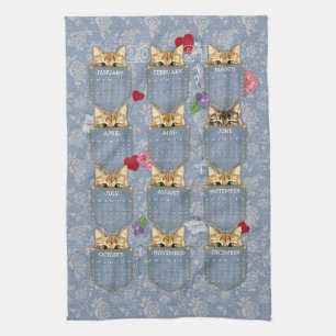 Pocket Pets Kittens 2024 Calendar Tea Towel