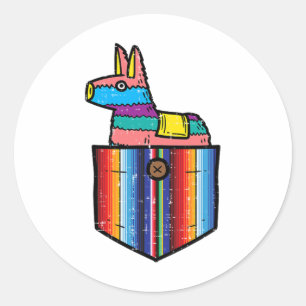 Pocket Pinata Serape Cinco De Mayo Mexican Fiesta  Classic Round Sticker