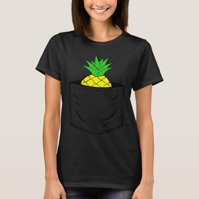 Pocket Pineapple  Cute Vegetarian Fruit T-Shirt (Front)
