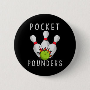 Pocket Pounders Bowling Team League Casual Cotton 6 Cm Round Badge