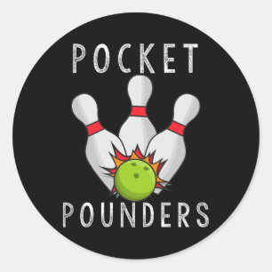 Pocket Pounders Bowling Team League Casual Cotton Classic Round Sticker