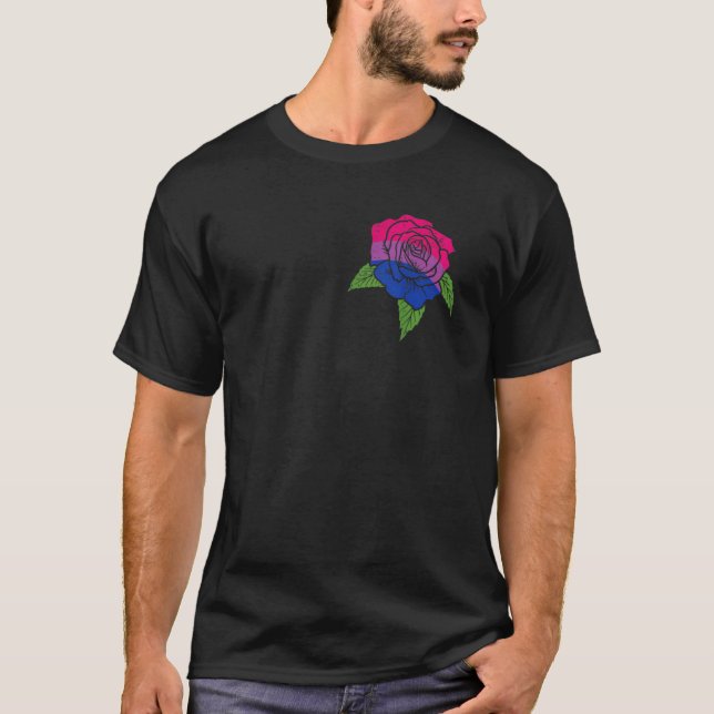 Pocket Rose Flower Lgbtq Bisexual Gay Pride Bi Men T-Shirt (Front)