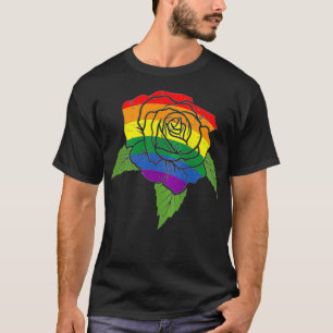 Pocket Rose Flower LGBTQ Rainbow Gay Pride Ally Me T-Shirt