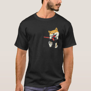 Pocket Shiba Inu Feet Ice Hockey Cute Akita Japane T-Shirt
