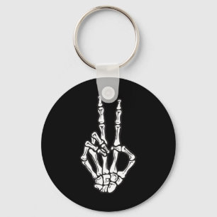 Pocket Skeleton Hand Peace Sign Halloween Hippie H Key Ring