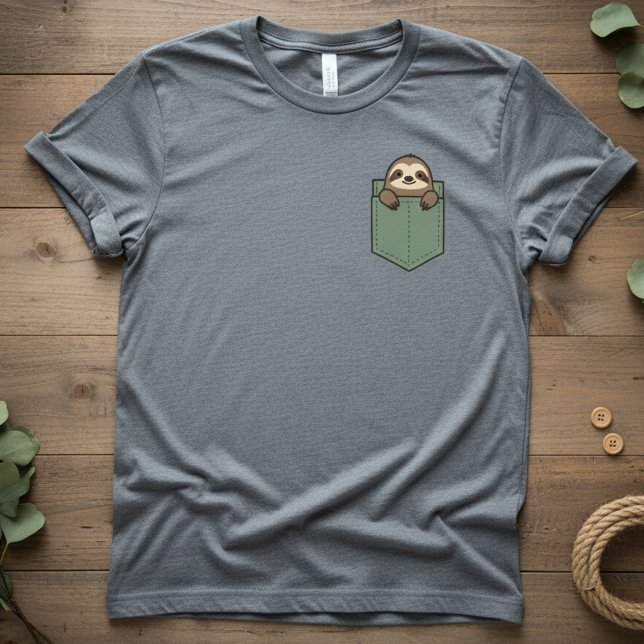 Pocket Sloth — Cute Pocket TDesign, Minimal Sloth T-Shirt (Creator Uploaded)