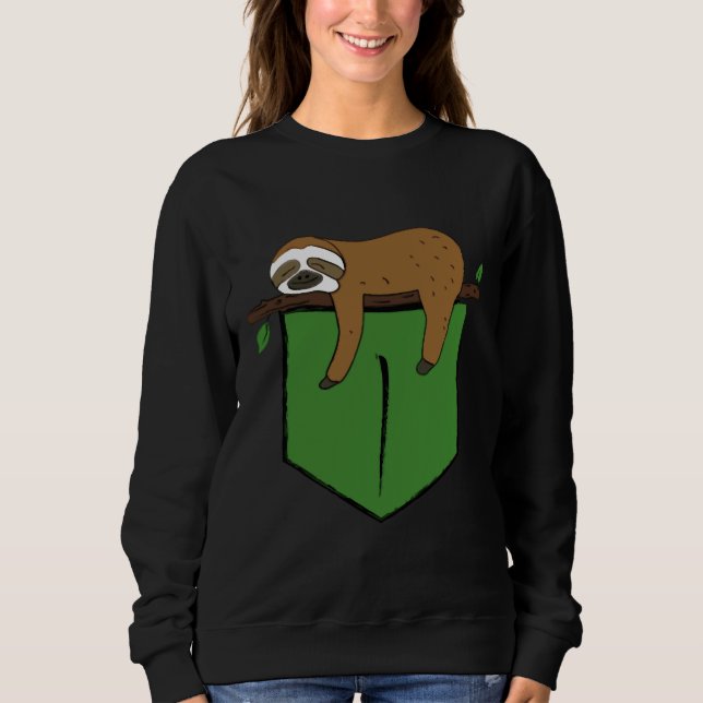 Pocket Sloth Design Sweatshirt (Front)
