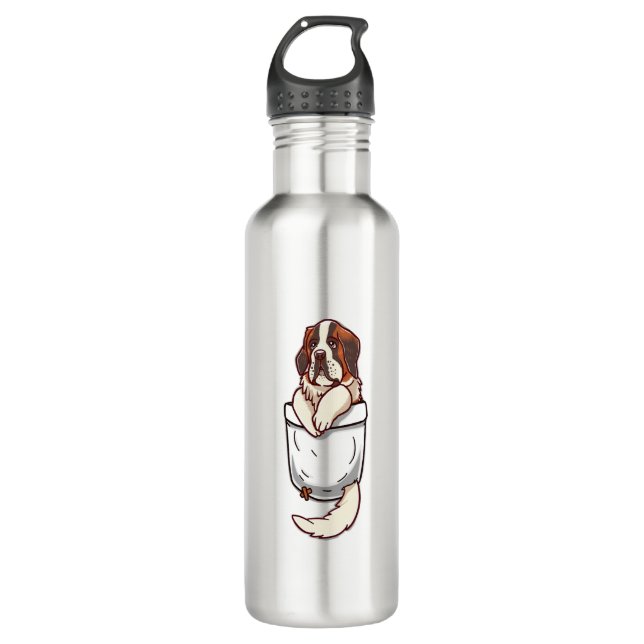 Pocket St Bernard Puppy  710 Ml Water Bottle (Front)