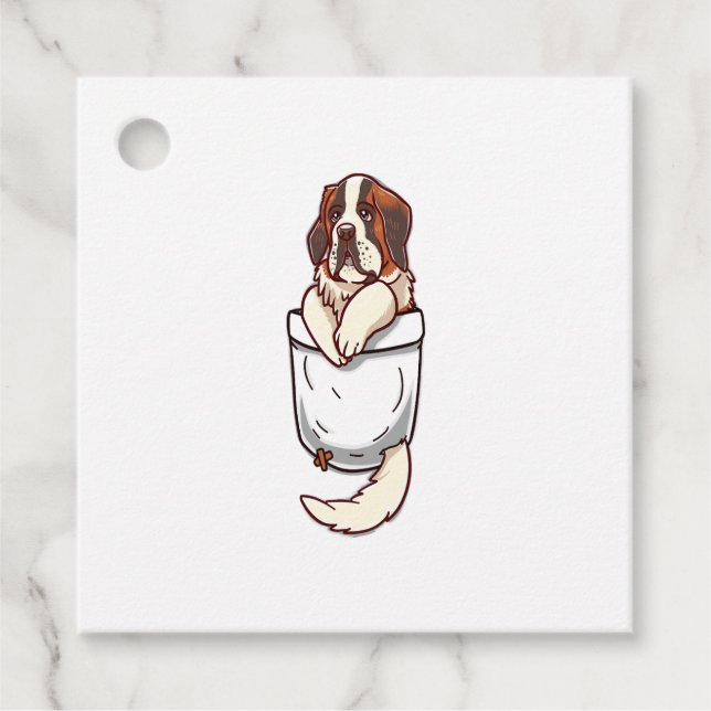 Pocket St Bernard Puppy  Favour Tags (Front)