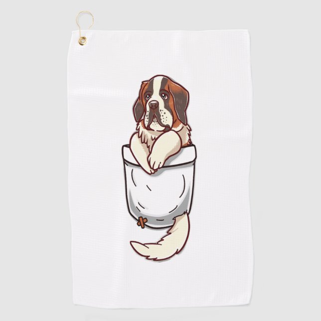 Pocket St Bernard Puppy  Golf Towel (Front)