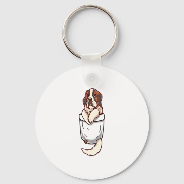Pocket St Bernard Puppy  Key Ring (Front)