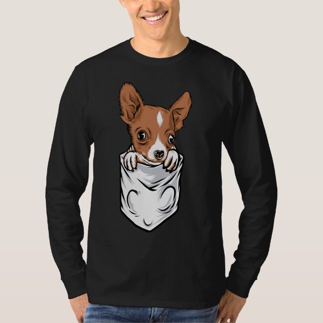 Pocket Style Adorable Chihuahua Puppy And Cute T-Shirt (Front)