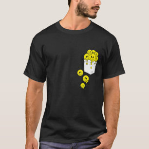 Pocket Yellow Smile Faces Melting Happiness Graphi T-Shirt