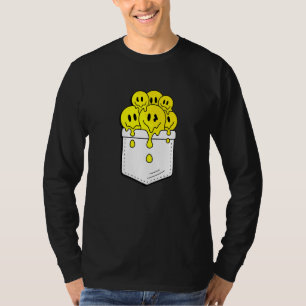 Pocket Yellow Smile Faces Melting Happiness Graphi T-Shirt