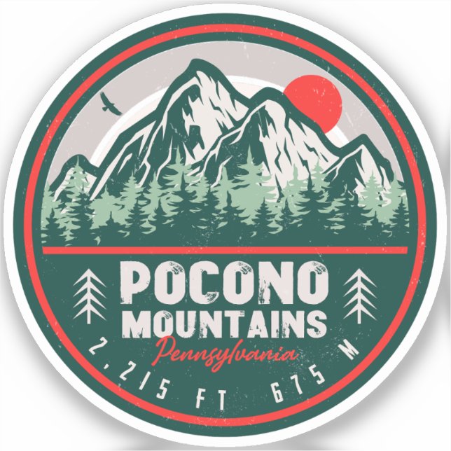 Pocono Mountains PA Retro Sunset Souvenirs (Front)