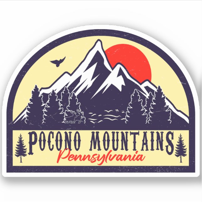 Pocono Mountains PA Retro Sunset Souvenirs (Front)