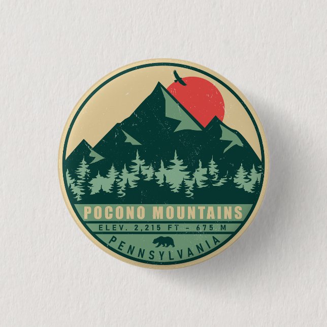Pocono Mountains Pennsylvania Hiking Sunset 3 Cm Round Badge (Front)