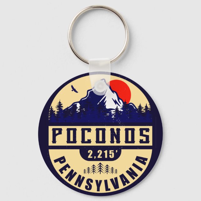Pocono Mountains Pennsylvania - Retro Souvenirs Key Ring (Front)