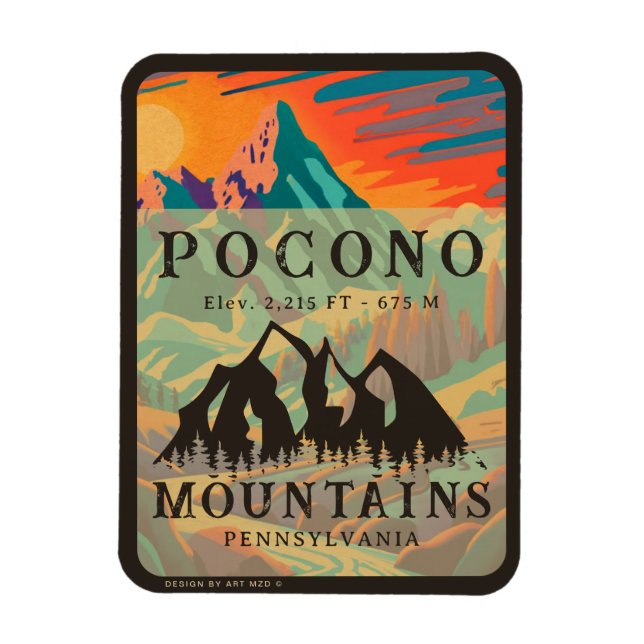 Pocono Mountains Pennsylvania - Retro Souvenirs Magnet (Vertical)