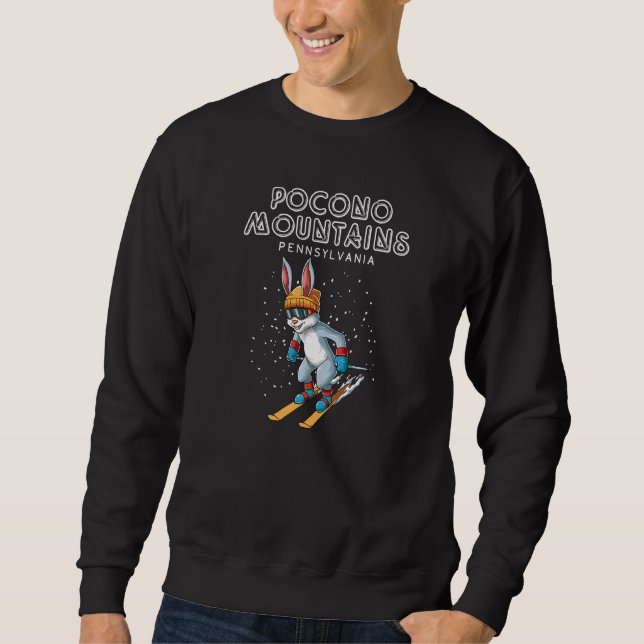 Pocono Mountains Pennsylvania  Ski Rabbit Sweatshirt (Front)