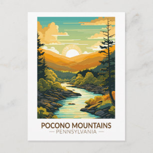 Pocono Mountains Pennsylvania Travel Art Vintage Postcard