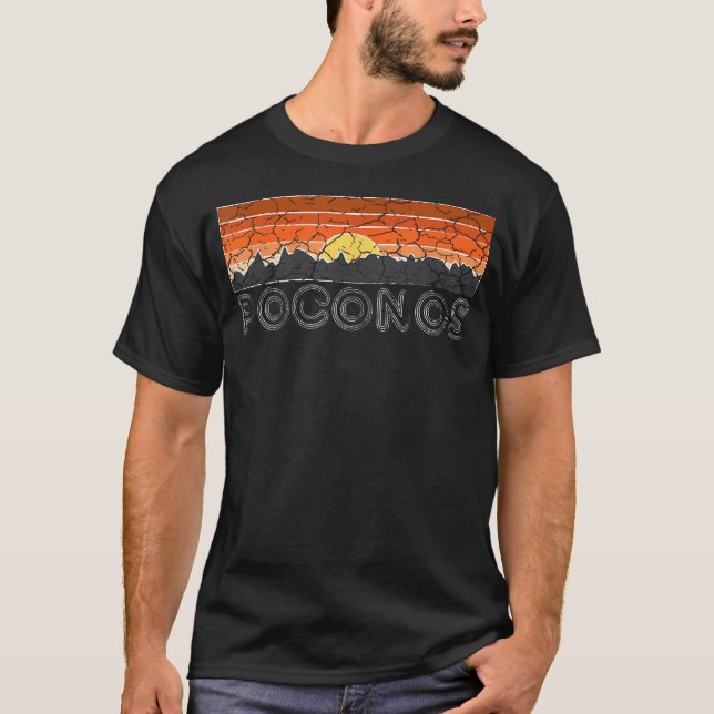 Poconos Pa Retro Distressed Mountain T-Shirt (Front)