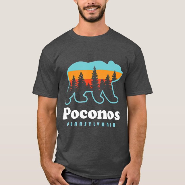 Poconos Pennsylvania Bear Sunset T-Shirt (Front)
