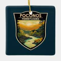 Poconos Pennsylvania Travel Art Vintage