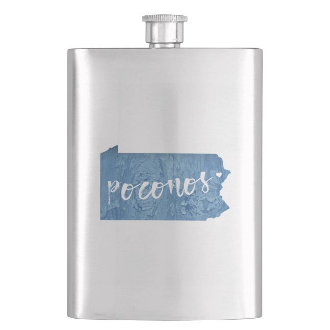 Poconos, Pennsylvania Wood Grain Hip Flask (Front)