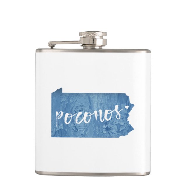 Poconos, Pennsylvania Wood Grain Hip Flask (Front)