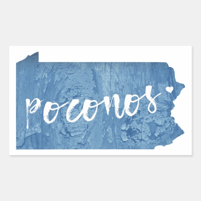 Poconos, Pennsylvania Wood Grain Rectangular Sticker (Front)